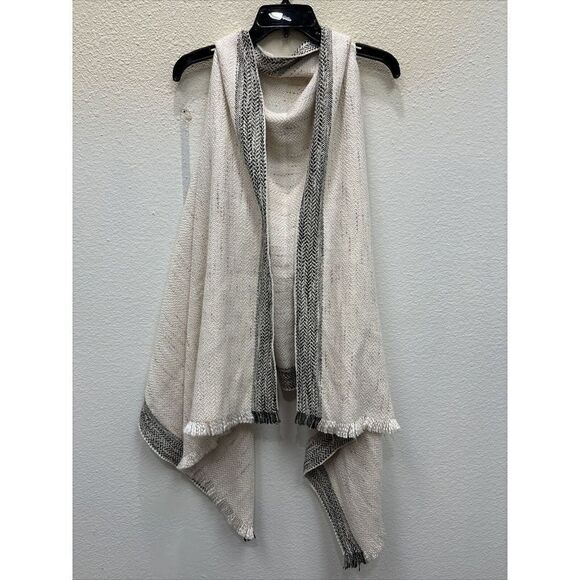 Express Bohemian sleeveless Poncho cotton blend one size Ivory Fringe - Picture 2 of 7